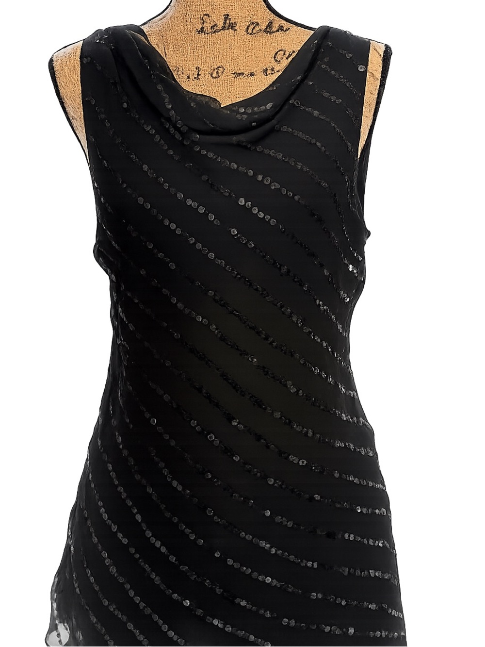 Vintage Bob Mackie Studio 100% Silk Black Sequin Sleeveless Blouse Top Size 12